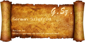 German Szigfrid névjegykártya